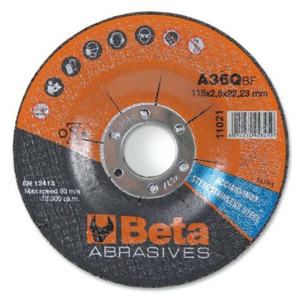 Doorslijpschijven Beta Tools ?115 mm voor RVS met doorgezet center (10 stuks)
