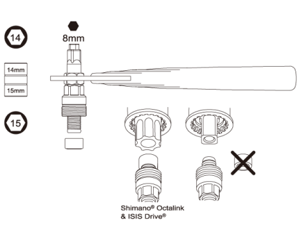 Cranktrekker IceToolz 04S1 met 8 mm inbus- & 14/15 mm dopsleutel