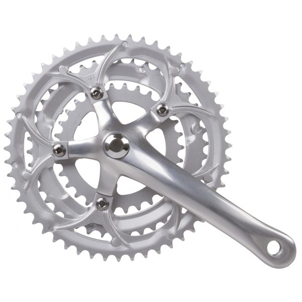 Crankstel Race 3 x 8 speed Mighty 30/42/52T aluminium - zilver