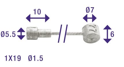 Rem binnenkabel Elvedes 2250mm draads/verzinkt ?1,5mm Weinmann en koppeling-nippel (op kaart)