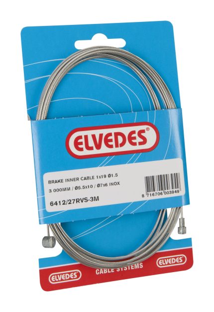 Rem binnenkabel Elvedes 3000mm RVS ?1,5mm Weinmann- en koppelingnippel (op kaart)
