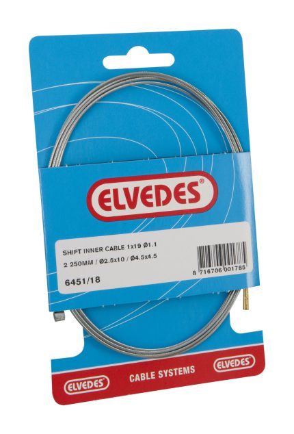 Schakel binnenkabel Elvedes 2250mm verzinkt ?1,25mm Sturmey Archer / Torpedo N-nippel en T-nippel