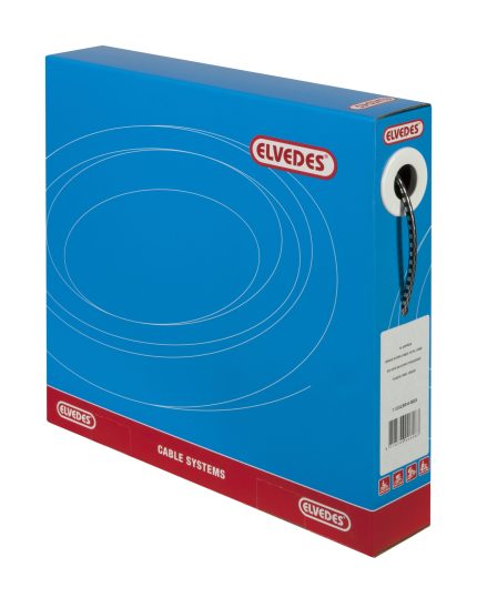 Rem buitenkabel Elvedes met teflon voering ?5,0mm / 30 meter - zwart/chroom geblokt (30 meter in doos)