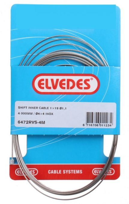 Schakel binnenkabel Elvedes 4000mm RVS ?1,1mm Shimano / SRAM N-nippel (op kaart)