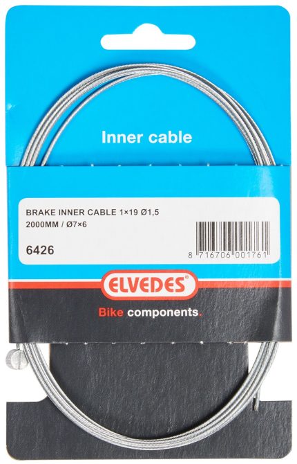 Rem binnenkabel Elvedes 2 000 mm 1?19 draads verzinkt ?1,5mm met T-nippel ?7 ? 6mm