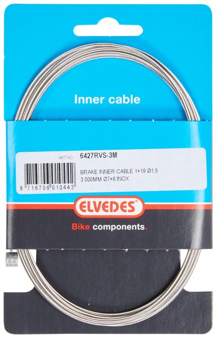 Schakel binnenkabel Elvedes 3000 mm 1?19 draads RVS ?1,5mm met T-nippel ?7 ? 6mm