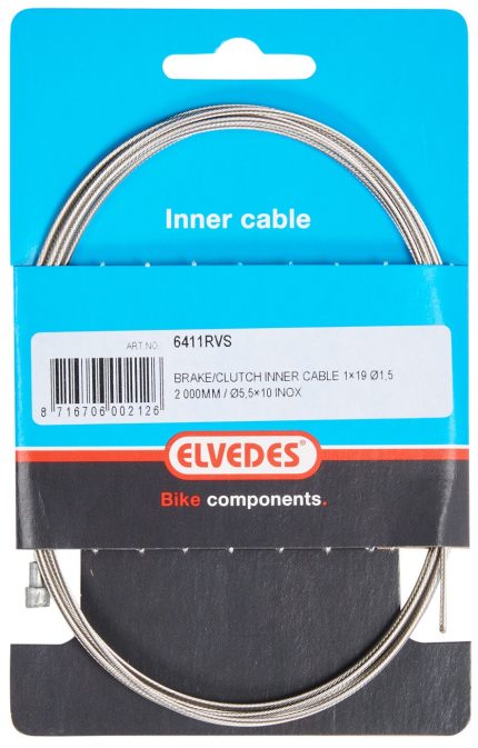 Rem binnenkabel Elvedes 2 000 mm 1?19 draads RVS ?1,5mm met V-nippel ?5,5 ? 10