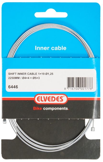 Schakel binnenkabel Elvedes 2250 mm 1 x 19 draads verzinkt ?1,25 met N-nippel ?4?4 + T?5?3 (per stuk)