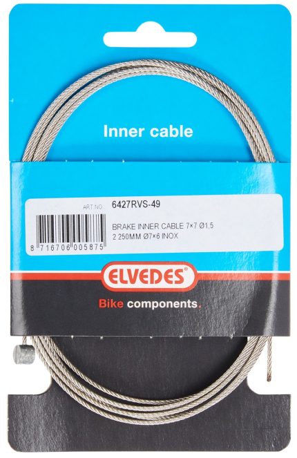 Rem binnenkabel Elvedes 2250mm 7?7 draads RVS ?1,5mm met T-nippel ?7 ? 6 mm