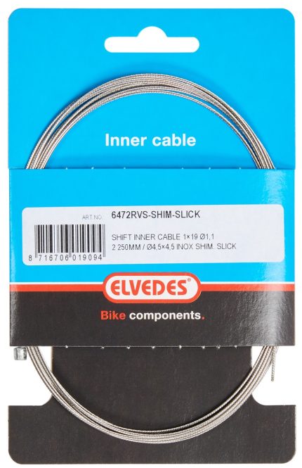 Schakel binnenkabel Elvedes 2250 mm 7?7 draads RVS Slick ?1,1mm met N-nippel ?4?4 mm (doos ? 50 stuks)