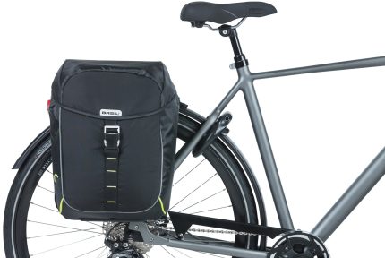 Dubbele fietstas Basil Miles Double Bag MIK 34 liter - zwart/lime