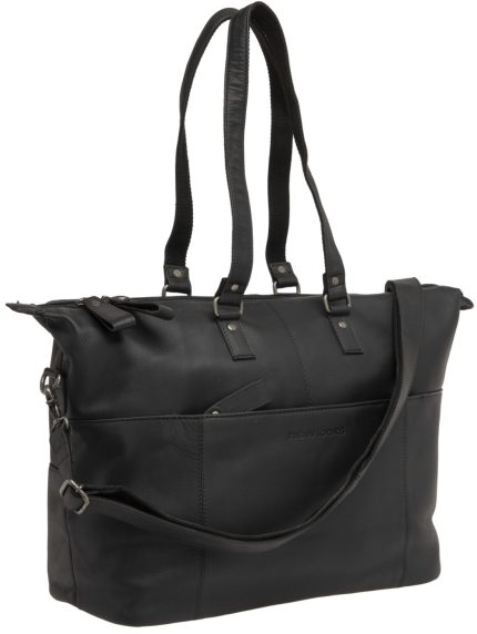 Fietstas New Looxs Verla 21 liter 34 x 18 x 44cm - gemaakt van luxe leer - zwart