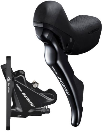 Schijfremset (voor) 2 speed Shimano 105 R7020 / R7070 Flat Mount - zwart
