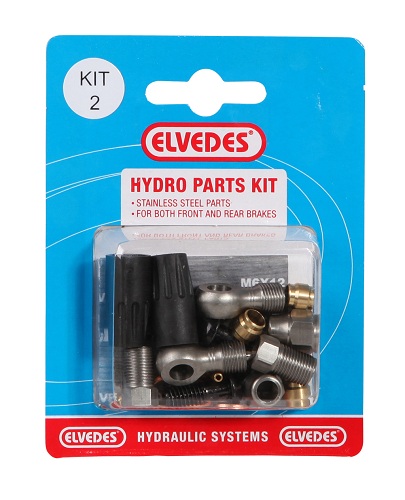 Hydraulische onderdelen Kit 2 M8 + banjo RVS voor Elvedes hydraulische leiding (op kaart)