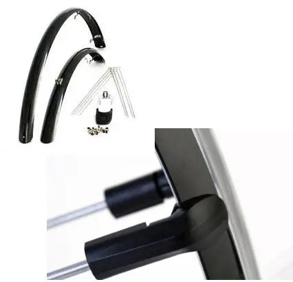 Spatbordset Eurofender Rapido 28" x 46 mm - zwart