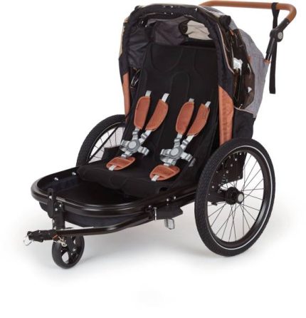 2-in-1 trailer Bobike geschikt voor 2 kinderen - zwart/grijs