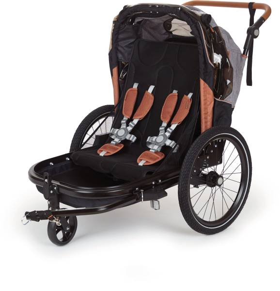 75104051_5.jpg 2-in-1 trailer Bobike geschikt voor 2 kinderen - zwart/grijs - Afbeelding 1