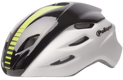 Fietshelm Polisport Aero-R Medium 55-58 cm - mat wit / zwart / fluor geel